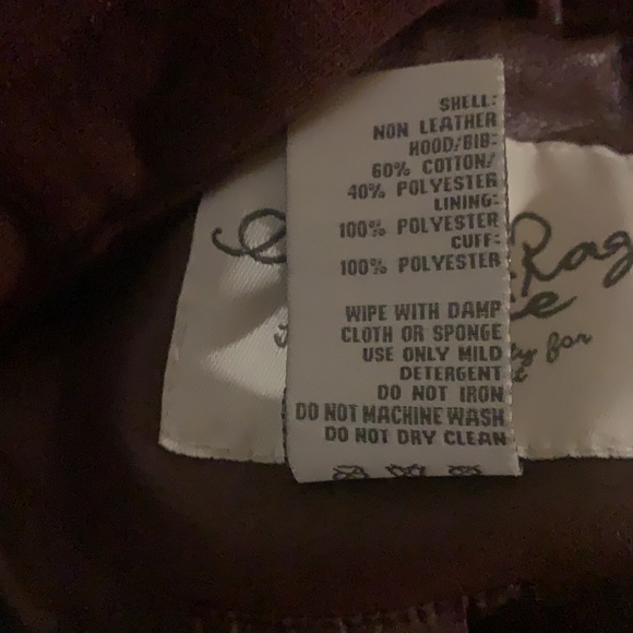 FAUX LEATHER JACKET,BURGUNDY HOODED DOUBLE ZIPPER BIKERCORE STYLE - Picture 4 of 4